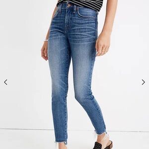 Madewell 9" High-Rise Skinny Crop Jeans: Destructed-Hem Edition, Miranda Wash